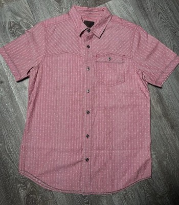 Prana Red Plaid Button Up Short Sleeve Outdoor Shirt - Men Size Medium