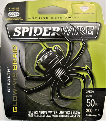 Spiderwire Stealth Glow-Vis Braid Fishing Line Green 50 # 300 Yards Fluoro Coat