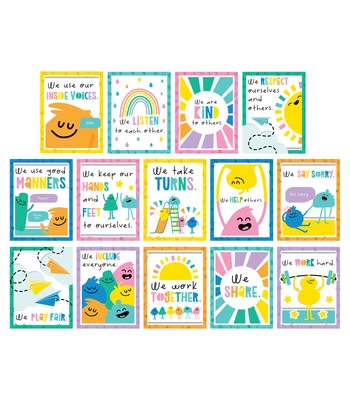 Carson Dellosa Mini Posters: Rules for a Happy Class Poster Set (14 mini