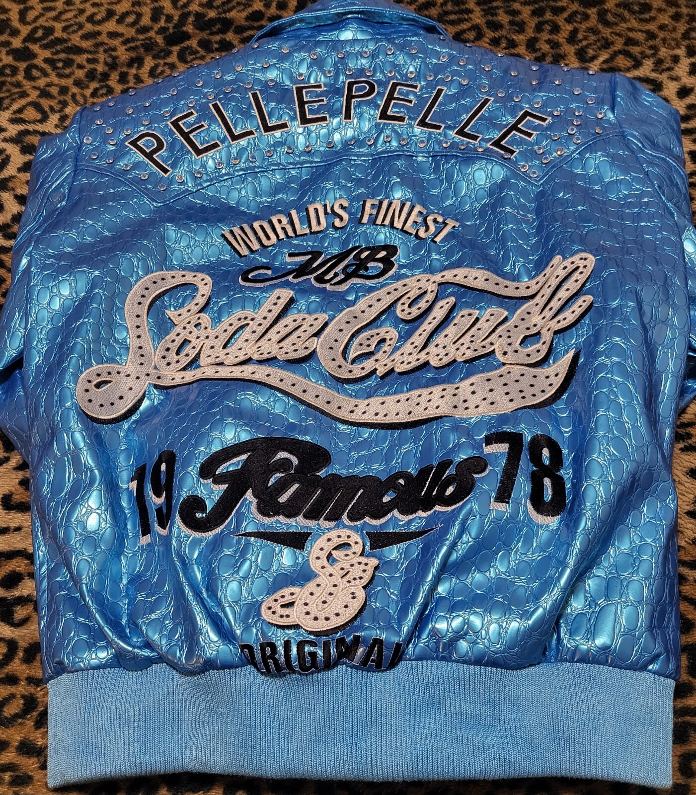 Pelle Pelle Teal Blue Leather (Patent) Jacket XL