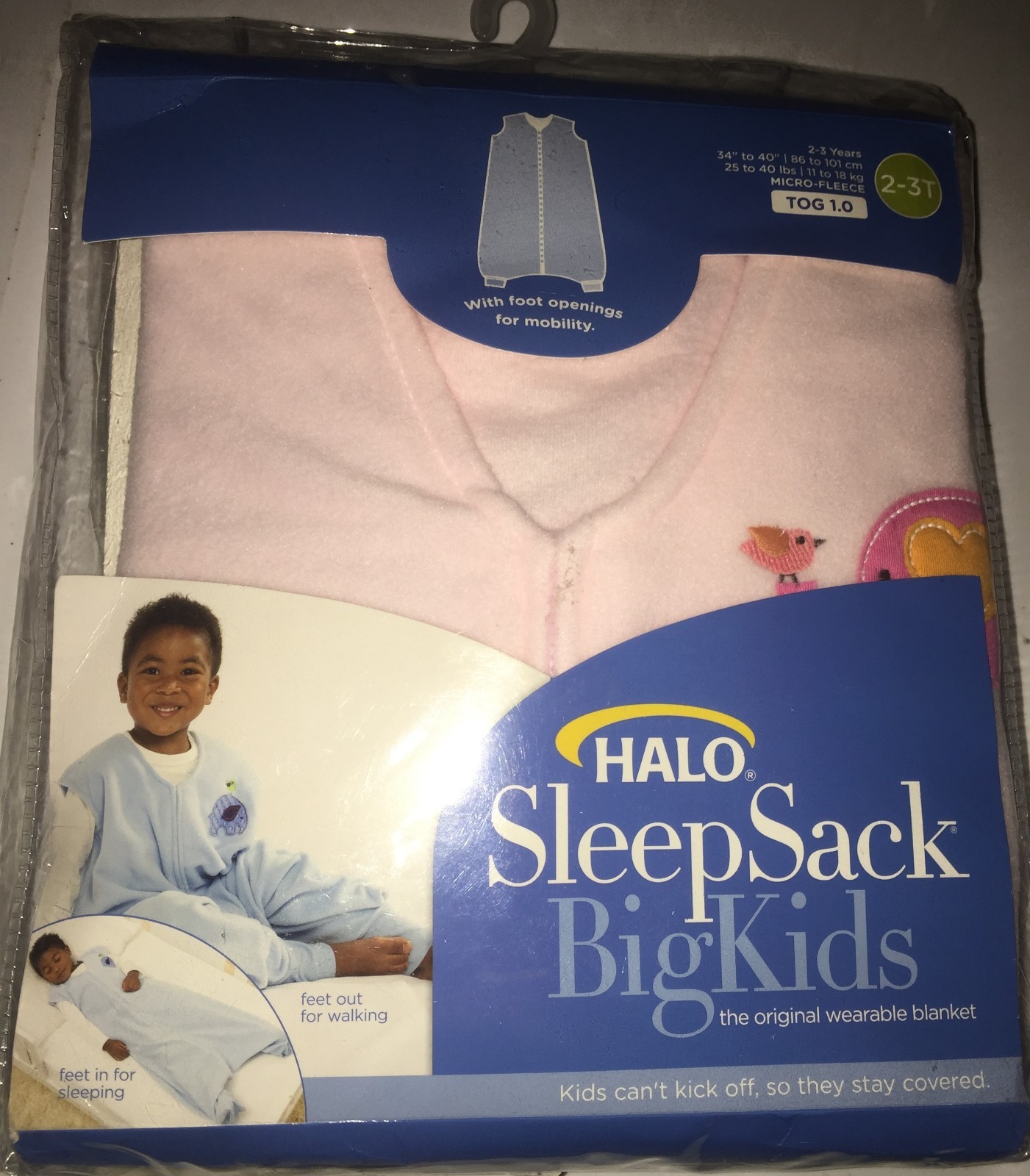 HALO Big Kids SleepSack Lightweight Knit Wearable Blanket, Pink Elephant, 2 - 3T