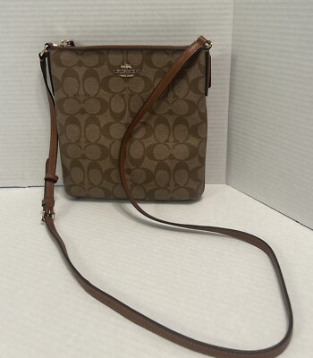 Coach Crossbody Brown/Beige Signature Canvas Shoulder Purse~Mini Rowan File Bag