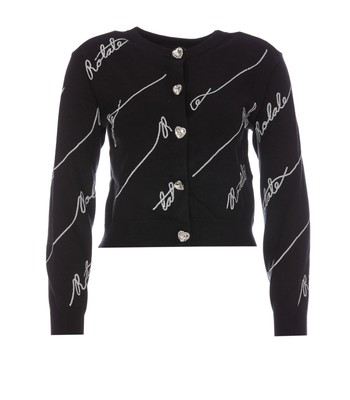 Pre-owned Rotate Birger Christensen Rotate By Birger Christensen Sequins Logo Cardigan In Black