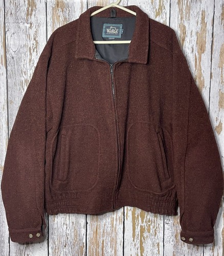 VTG Woolrich Wool Full Zip Lined Rust Bomber Jacket Made in