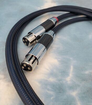 Maze Audio Reference Silver XLR 3 Meter Interconnects Pair Rhodium Carbon Plug