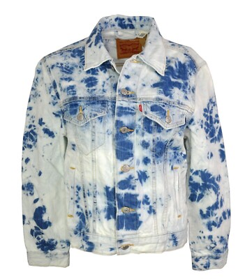 Levi's Ex-Boyfriend Jacket Women s Size Medium Denim Trucker Jacket Blue Tie Dye