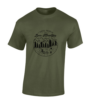 I HATE PEOPLE AND LOVE MOUNTAINS MENS T SHIRT OUTDOORS HIKING WALKING DESIGN TOP