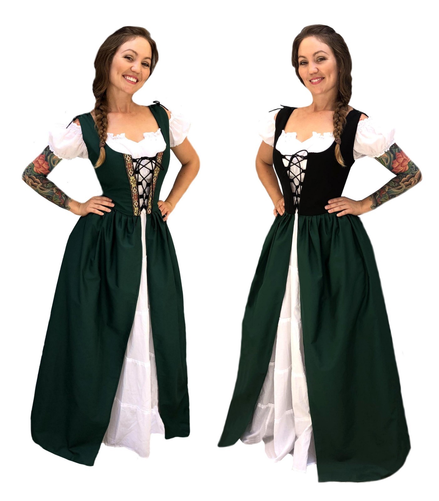 IDD Renaissance Medieval Irish Costume Over Dress Fitted Bodice