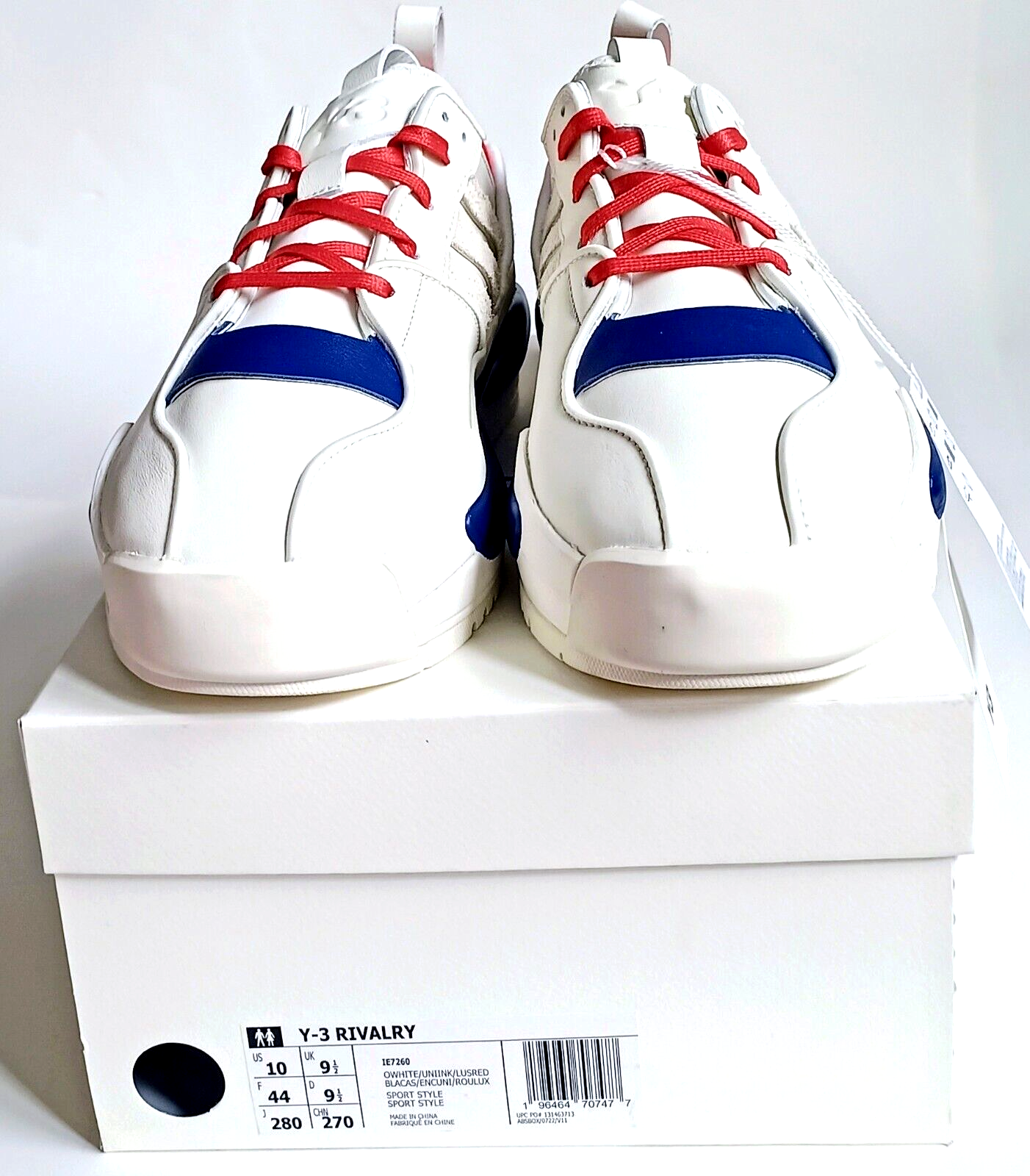 Pre-owned Adidas Originals Nwb Adidas Y-3 Rivalry Ie7260 Leather Sneaker Off White/ink/red Men Us 10 /uk9.5