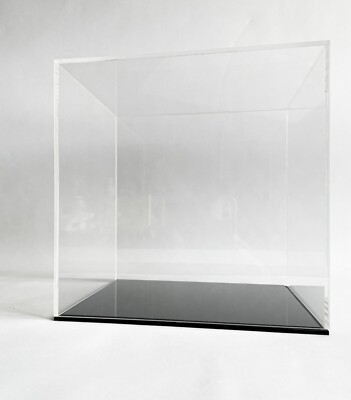 Clear Acrylic Display Box with Black Base-1/4'' THICK PICK YOUR SIZE SHIPS FREE