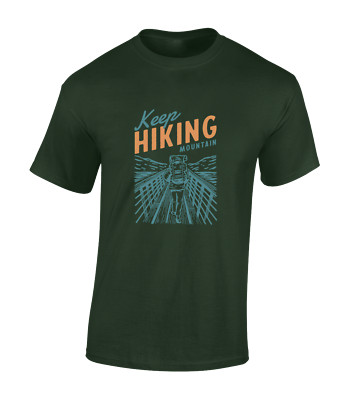 KEEP HIKING MOUNTAIN MENS T SHIRT OUTDOORS WALKING DESIGN TOP GIFT PRESENT IDEA