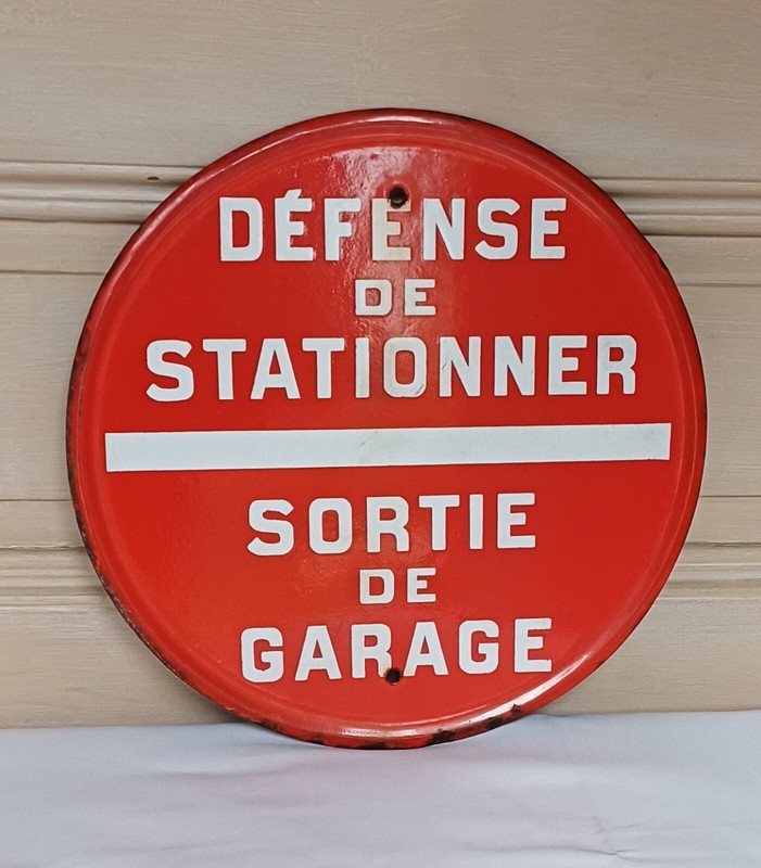 Ancienne Plaque Ã©MaillÃ©E - DÃ©Fense De Stationner Sortie De Garage
