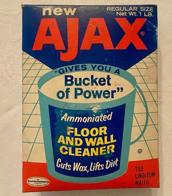 Vintage Ajax Bucket Of Power Floor Wall Cleaner Ammoniated 1lb Unopened NOS 60s