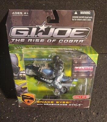 GI Joe 3.75'' SNAKE EYES W/ ARASHIKAGE CYCLE (Hasbro 2009) Target Exclusive NIB