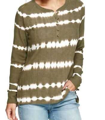 Sonoma Goods For Life Women's size XXL Relaxed Fit Long-Sleeve Henley Olive New
