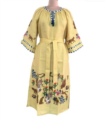 Pre-owned Citrus Benaras By  Women's Long Sanctuary Veronica Dress In Straw Yellow - Size S
