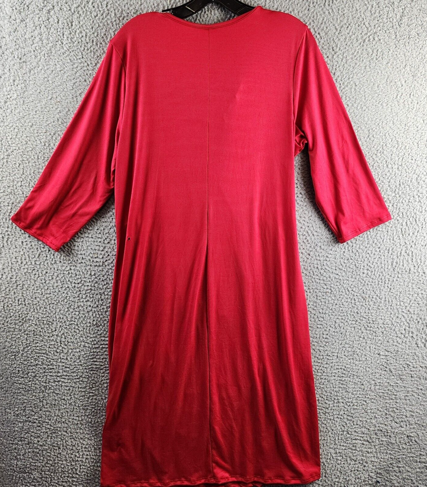 24seven Comfort Apparel Plus Size Wrap Dress Women's 1X Red 3/4 Sleeve Pullover - Picture 12 of 16