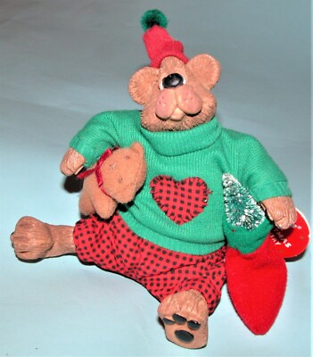 Russ Berrie K Kelly ''Grizzmas'' Christmas bear mixed media #2923 teddy bear New