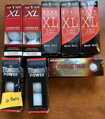 Golf Ball Lot Top Flite XL Molitor Titanium Power Dunlop Explosive 23 Total NEW