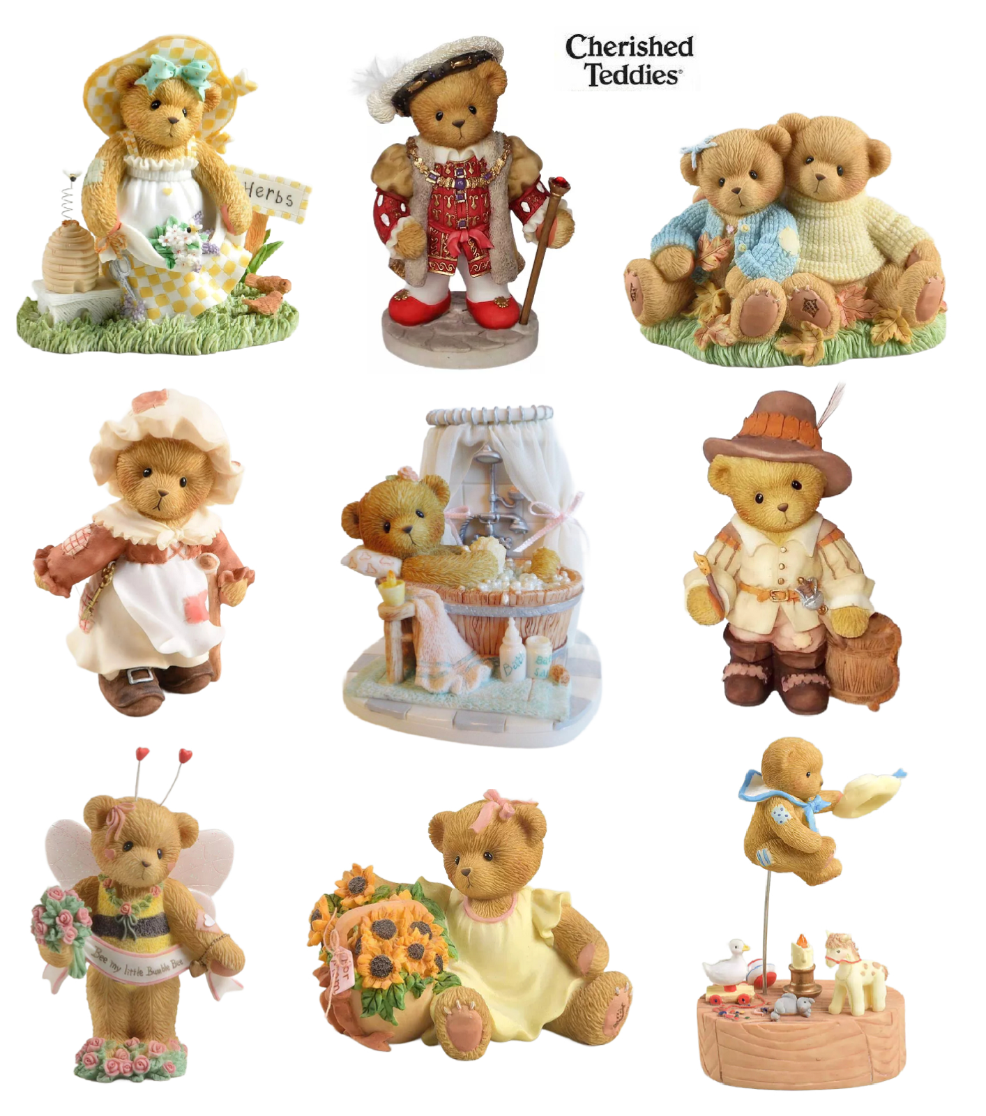CHERISHED TEDDIES by ENESCO, HAND PAINTED, STONE RESIN