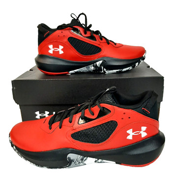 Under Armour Shoes Red Black 9.5 Men's Basketball Sneakers UA Lockdown 6 Mid Top