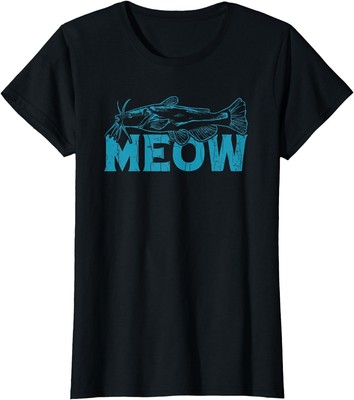 Meow Catfish Funny Fishing Lover Catfishing Graphic Ladies' Crewneck T-Shirt