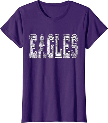Eagles Mascot Distressed Vintage Football Sports Fan Ladies' Crewneck T-Shirt