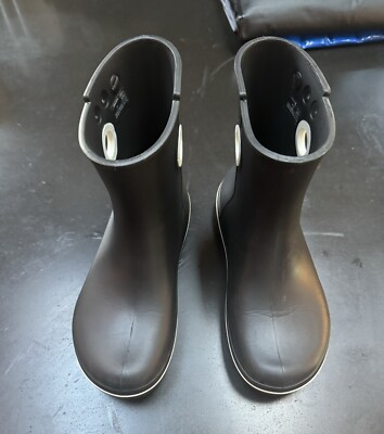 Crocs Jaunt Shorty Black White Pull-On Rain Boots Shoes Women's Size 7