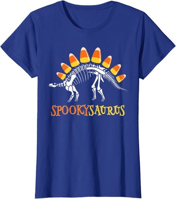 Funny Spookysaurus Candy Corn Dinosaur Halloween Ladies' Crewneck T-Shirt
