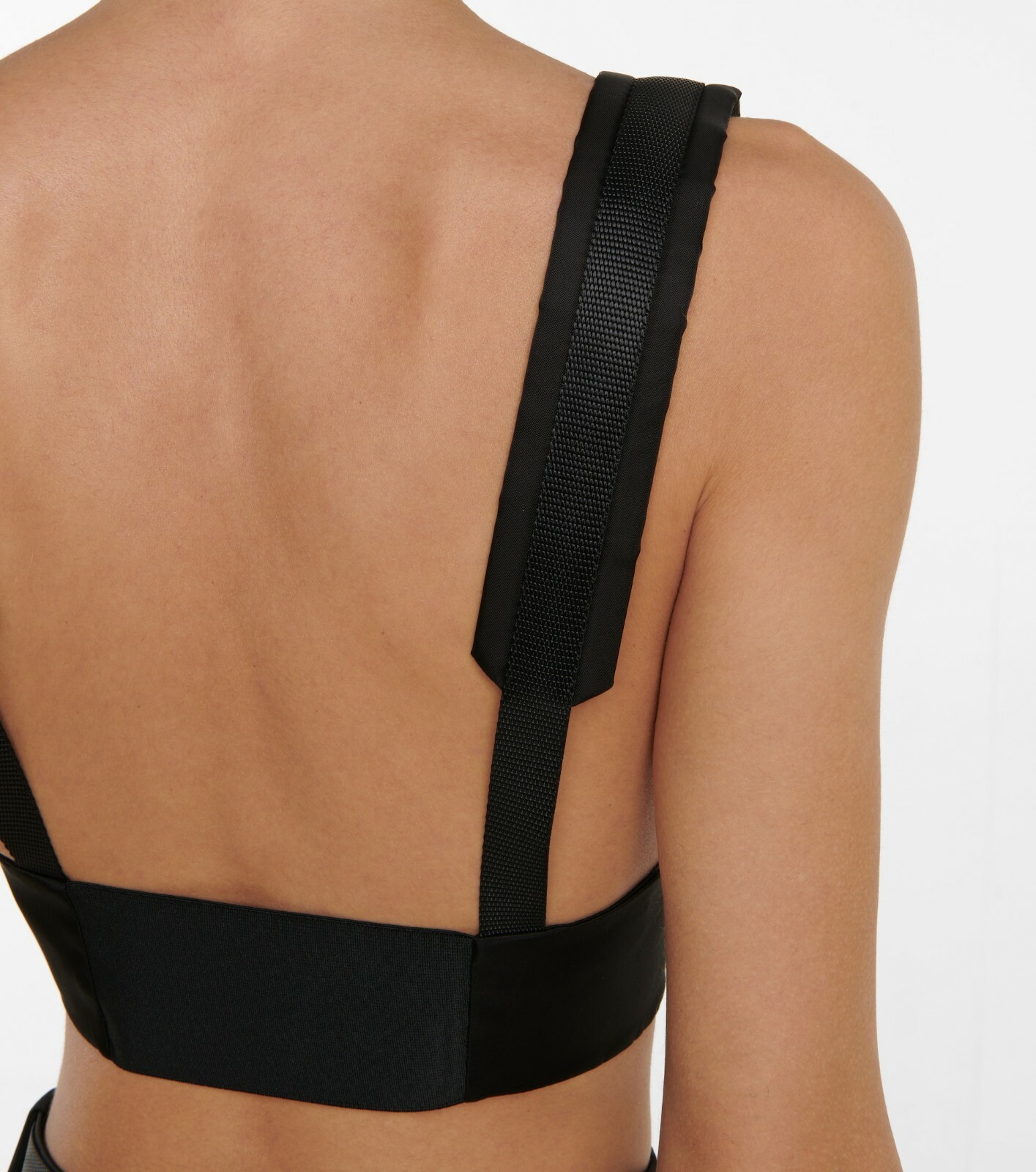 Pre-owned Prada Recycled-nylon Gabardine Bralette Fw22 In Black