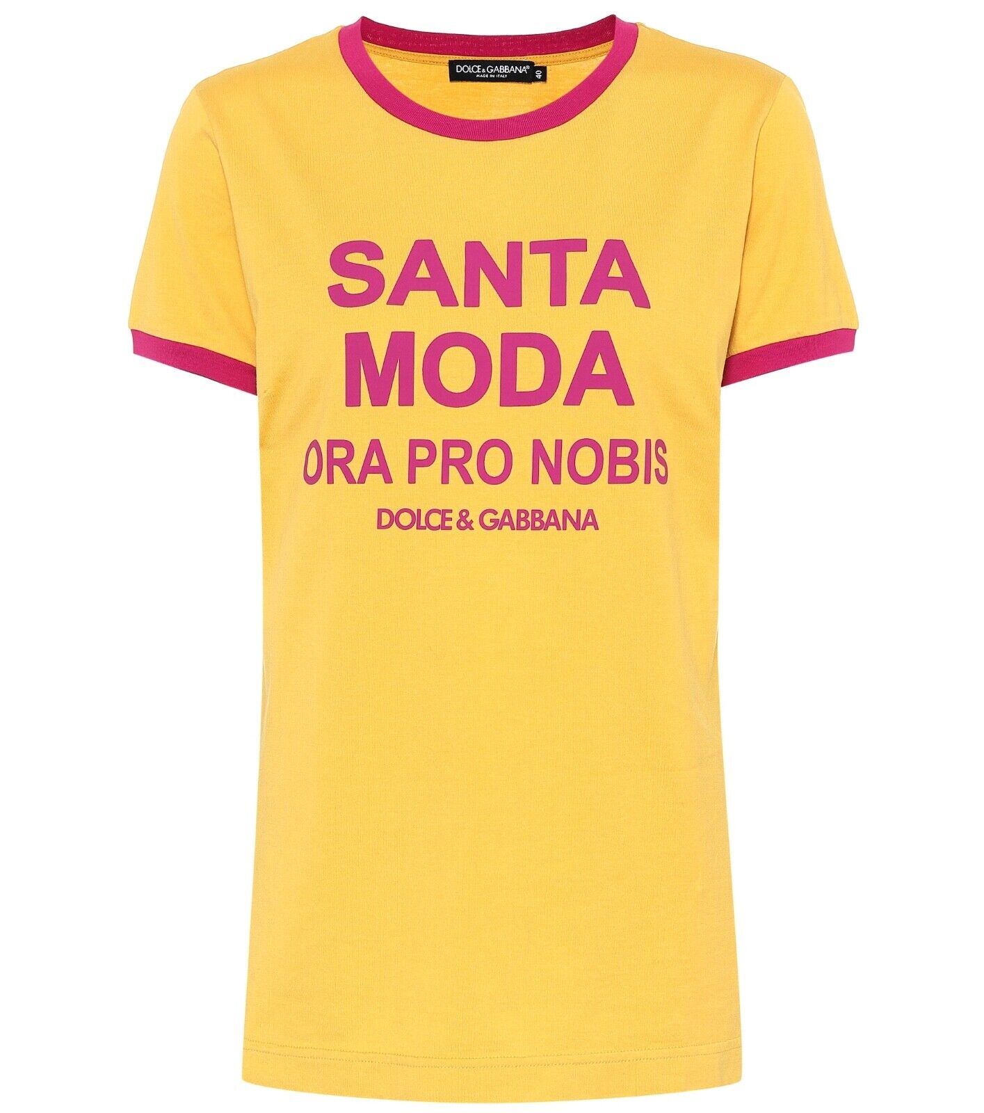 DOLCE & GABBANA Santa Moda Printed Yellow Cotton T-shirt, 44 DOLCE & GABBANA Santa Moda Printed Yellow Cotton T-shirt, 44