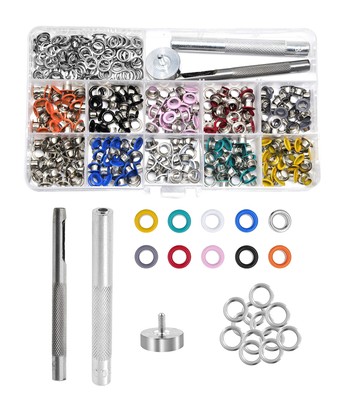 Grommet Eyelet Kit with Setting Tools for Leather Fabric Boots Tarp Repair Se