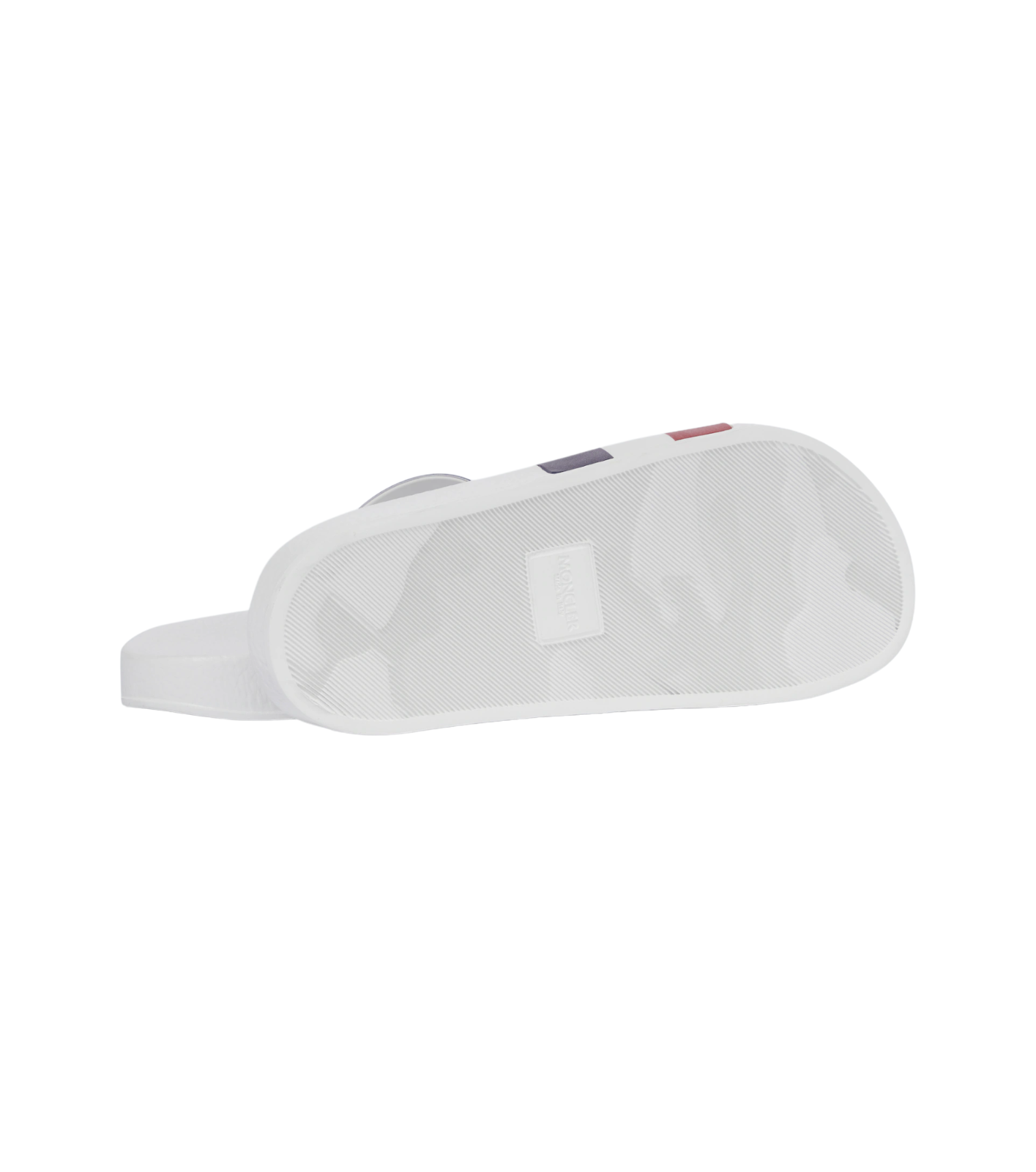 Pre-owned Moncler Authentic Men's  White Rubber Basile Logo Slides Sandals $285