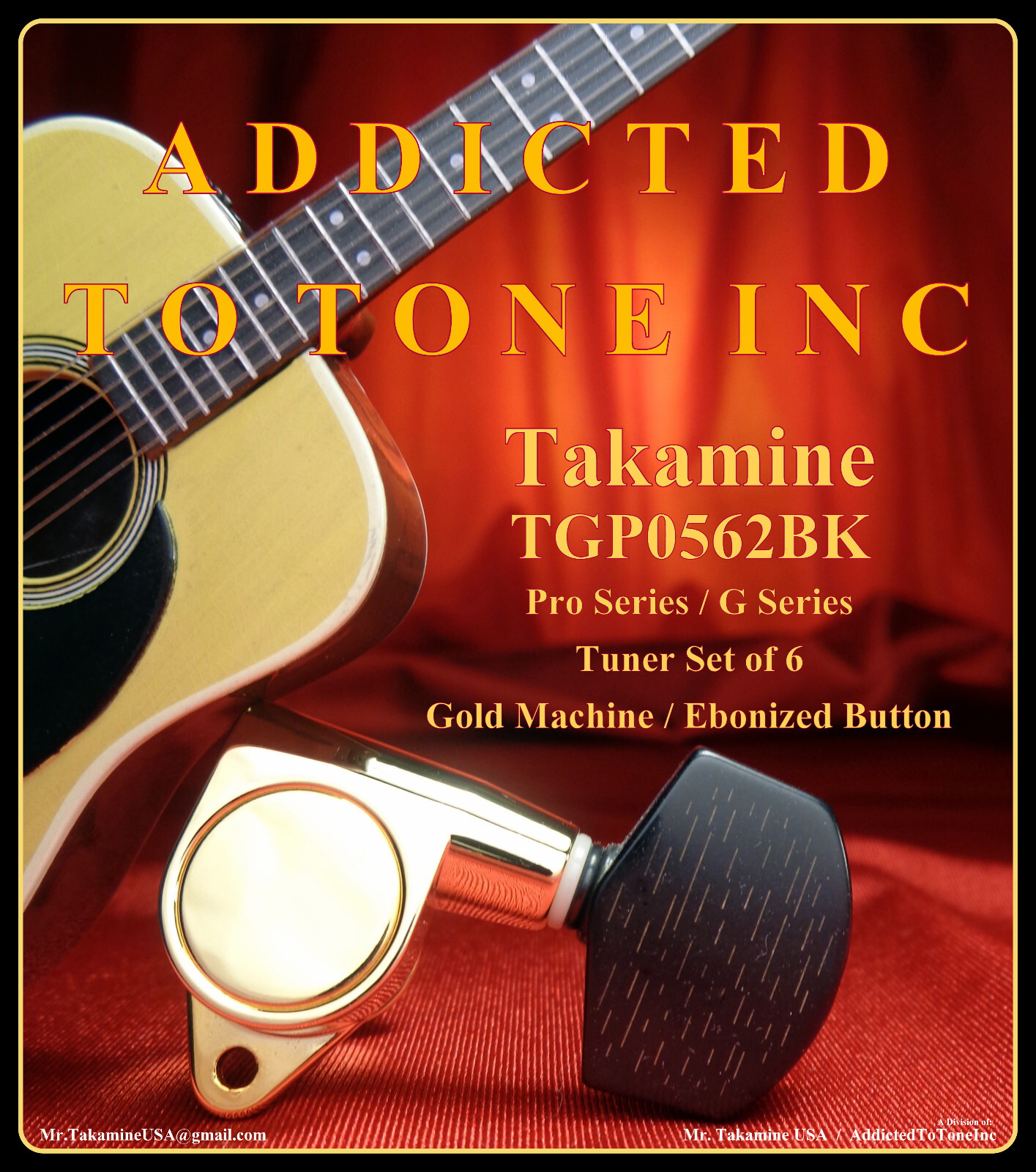 Takamine Acoustic Guitar Tuner TGP0562BK / GOLD with Faux