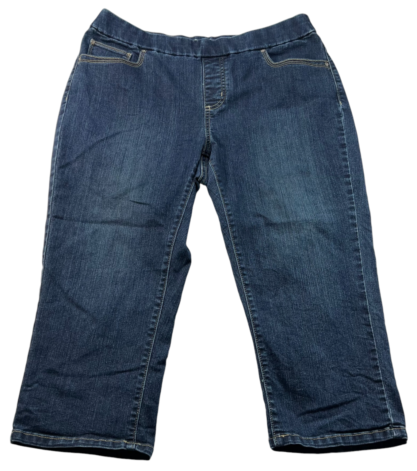 Lee Capri Pants Womens Size 12 Petite 12P Blue Denim Stretch