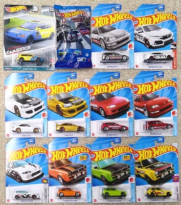 Lot of 12 Hot Wheels Honda Civic Japan JDM Vehicles ZAMAC Mystery Model Premium