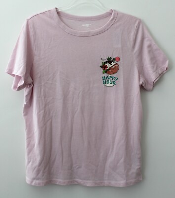 Old Navy Women's EveryWear Graphic T-Shirt Happy Hour Pink Multisize NWT