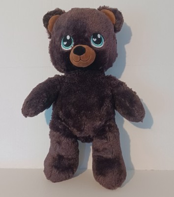 Build A Bear 16'' BOB TEDDY Dark Brown Bear Plush -Big Green Heart Eyes-2016