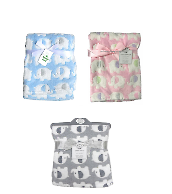 Baby blanket soft fleece elephant 0 months 75x100cm cosy warm blanket baby wrap