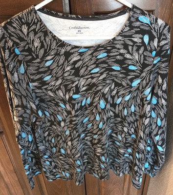 NWOT - CROFT & BARROW 100% Cotton 0X BLACK/Gray/Aqua TOP