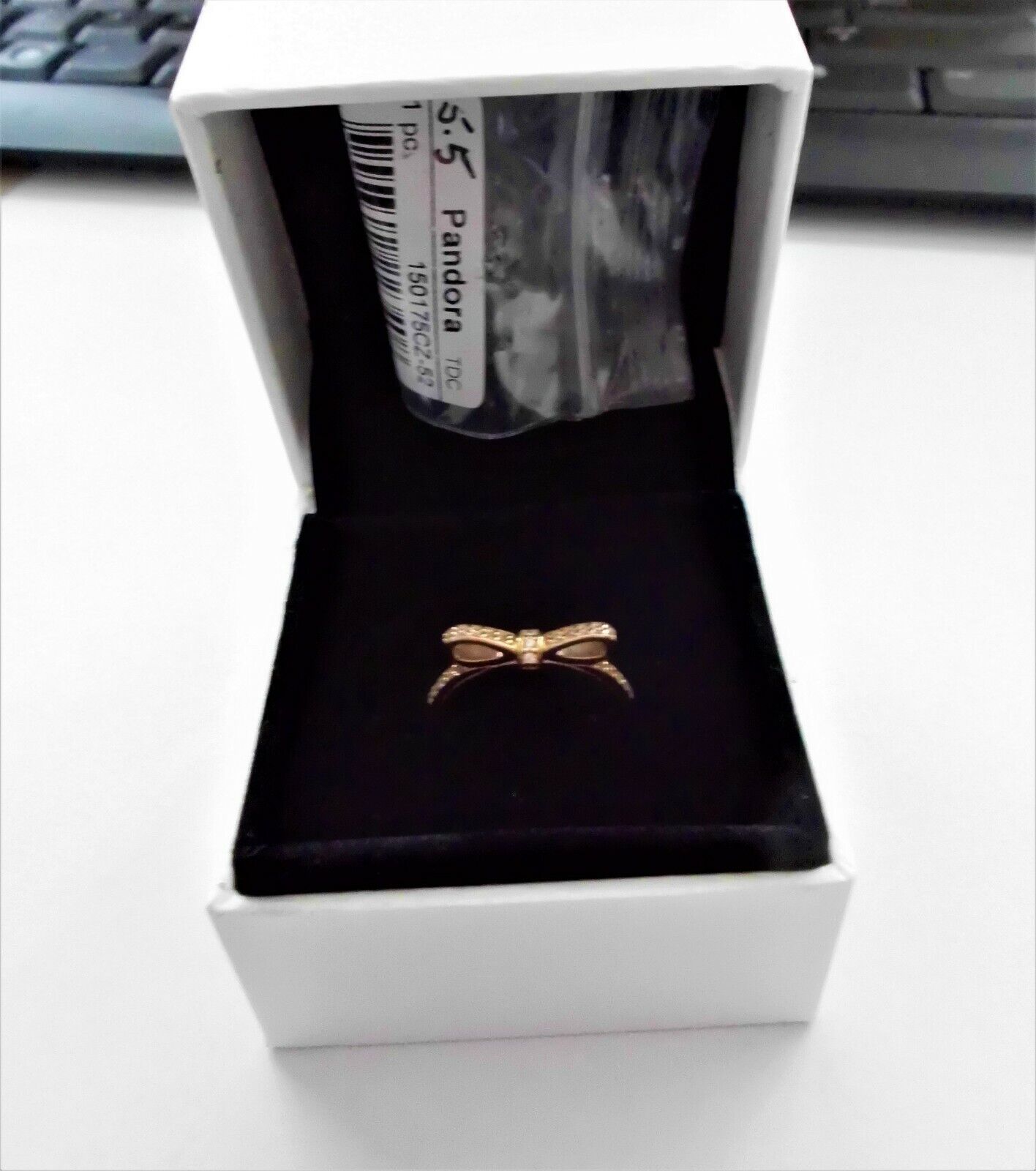 PANDORA 100% GENUINE 14K Y/GLab Created CZ Sparkle Bow Ring PANDORA 100% GENUINE 14K Y/GLab Created CZ Sparkle Bow Ring