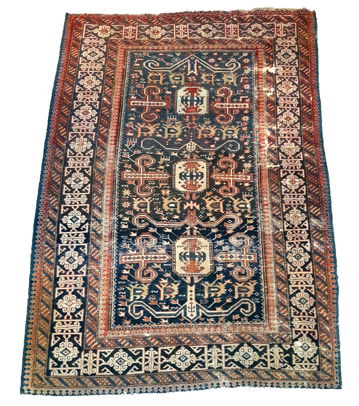 Antiker Kaukasischer Perepedil-Teppich Aus Der Region Kuba Um 1880