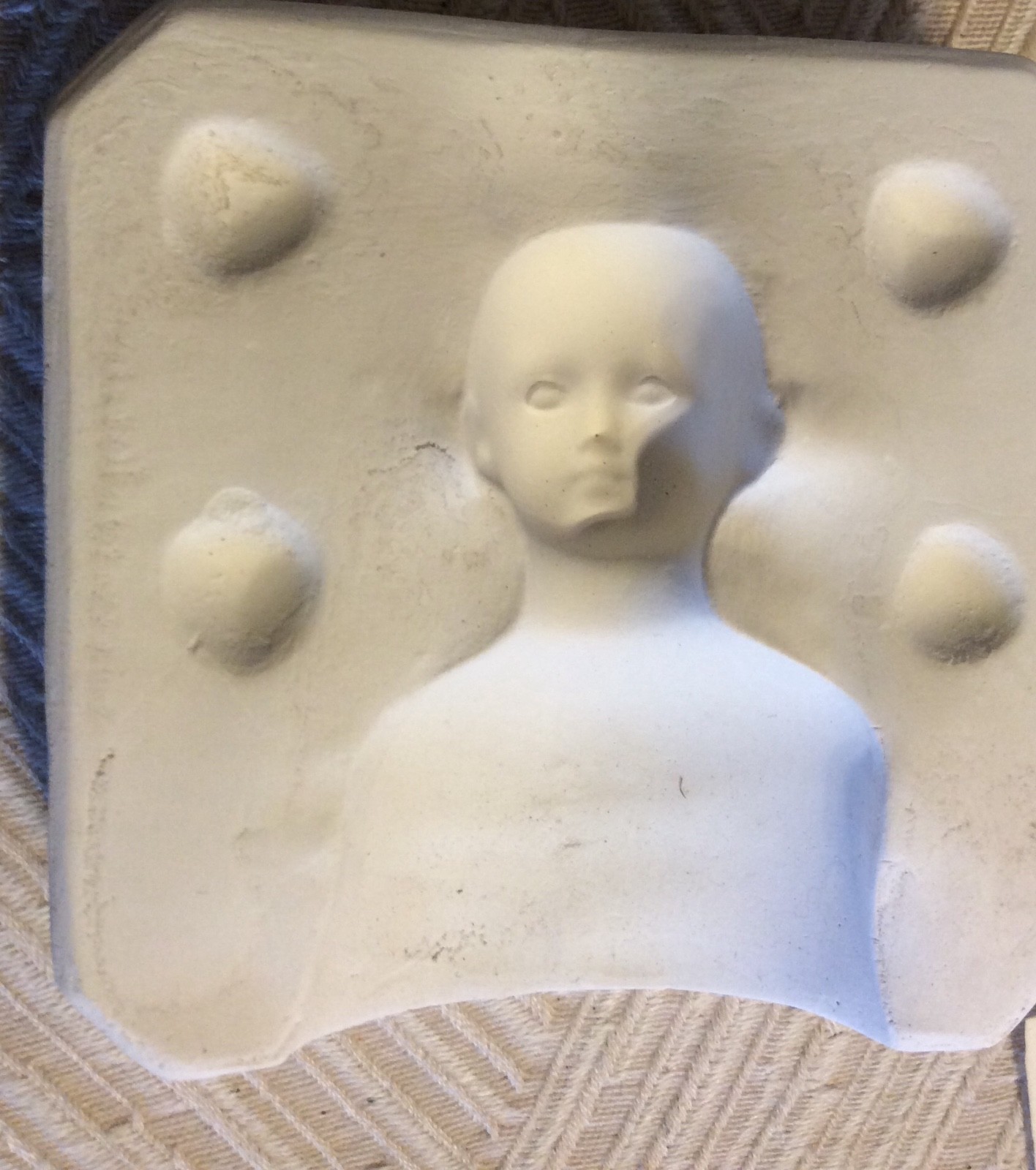 “Jo” Porcelain Doll Mold Seeley #S550 Doll Head &Shoulder Plate 2” Unfired