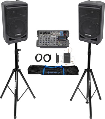 Samson Expedition XP800 800w Portable 8'' PA DJ Speaker+Powered Mixer+Headset