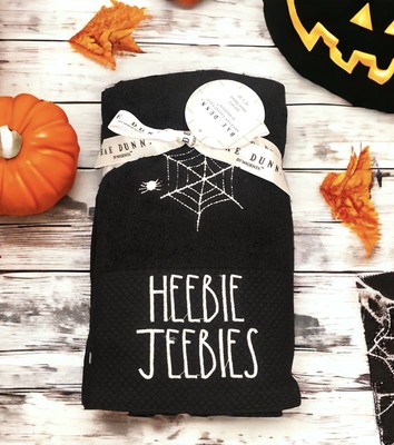 NEW Rae Dunn Heebie Jeebies halloween hand towels set of 2