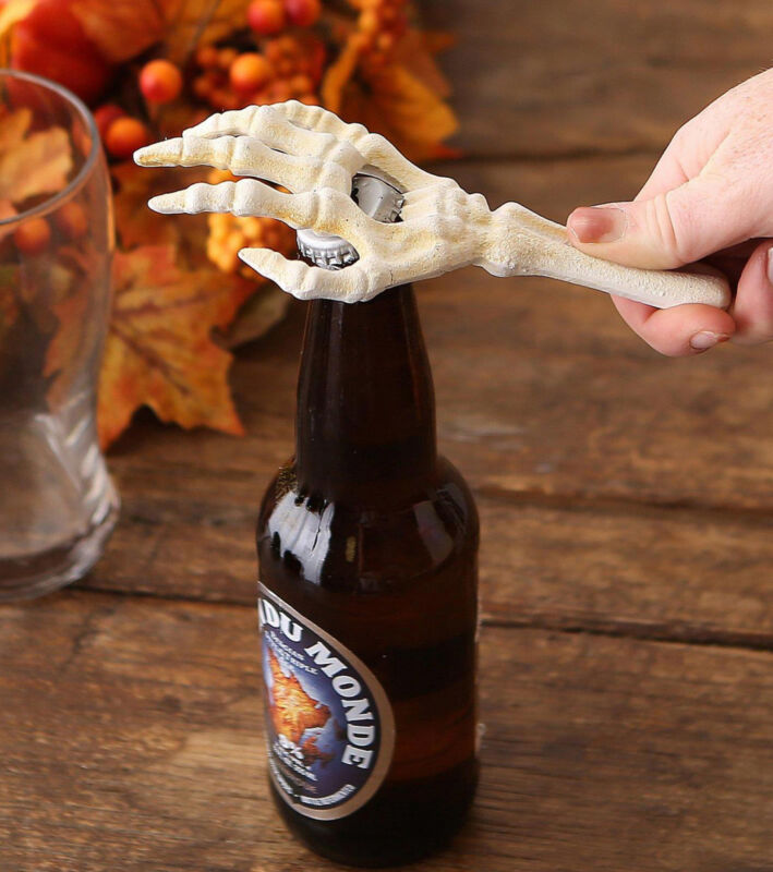Pack of 2 Cast Iron Rustic White Bone Skeleton Arm Hand Beer Bottle Cap Opener