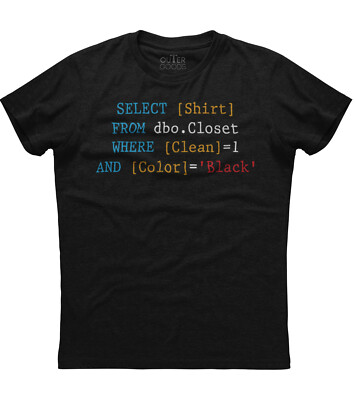Funny SQL Programming Coder Or Programmer Mens Short Sleeve Cotton Black T-shirt