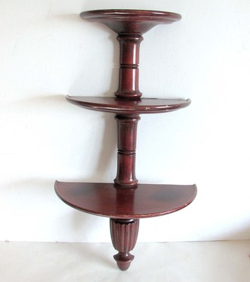 Vintage 3 tier half round wood hanging wall shelf 11x20.25