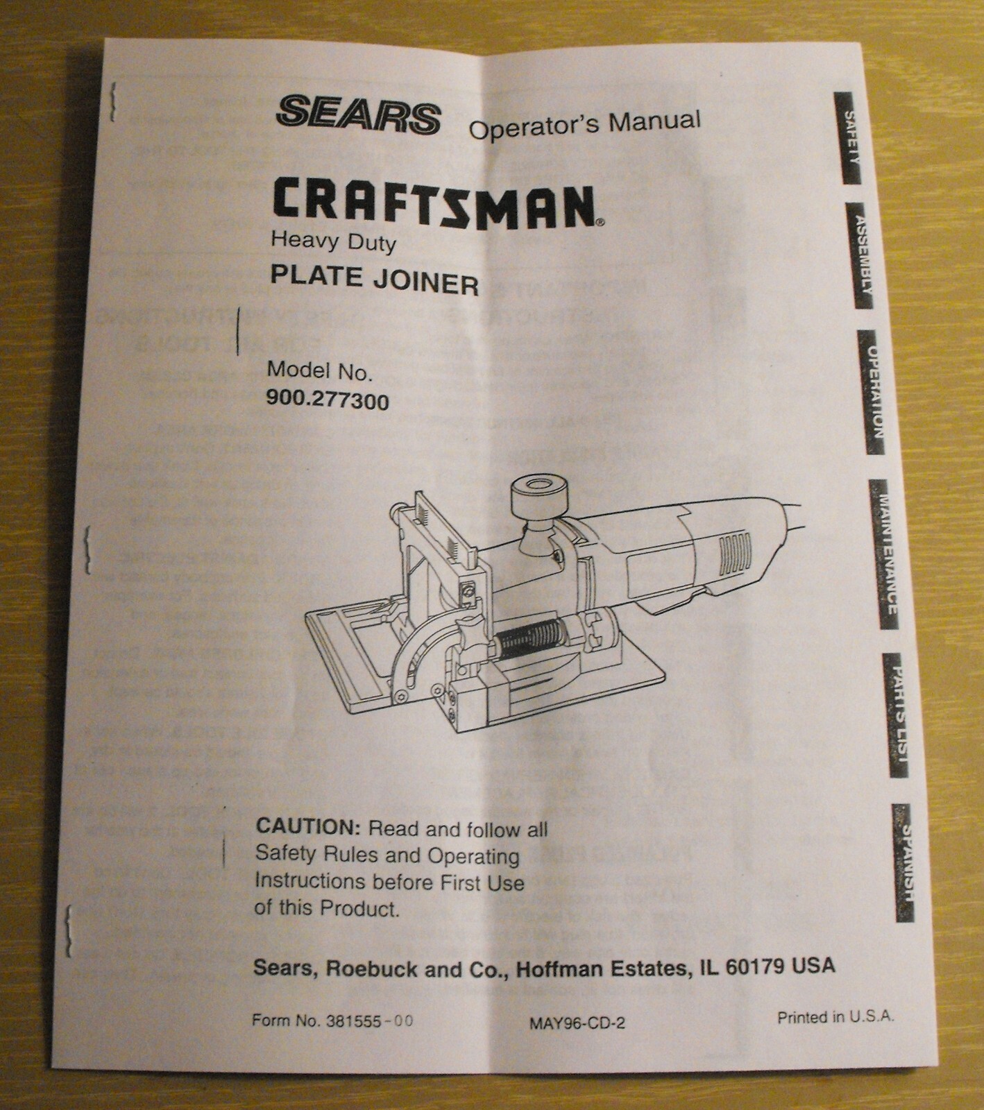 CRAFTSMAN 900.277300 HEAVY DUTY PLATE / BISCUIT JOINER