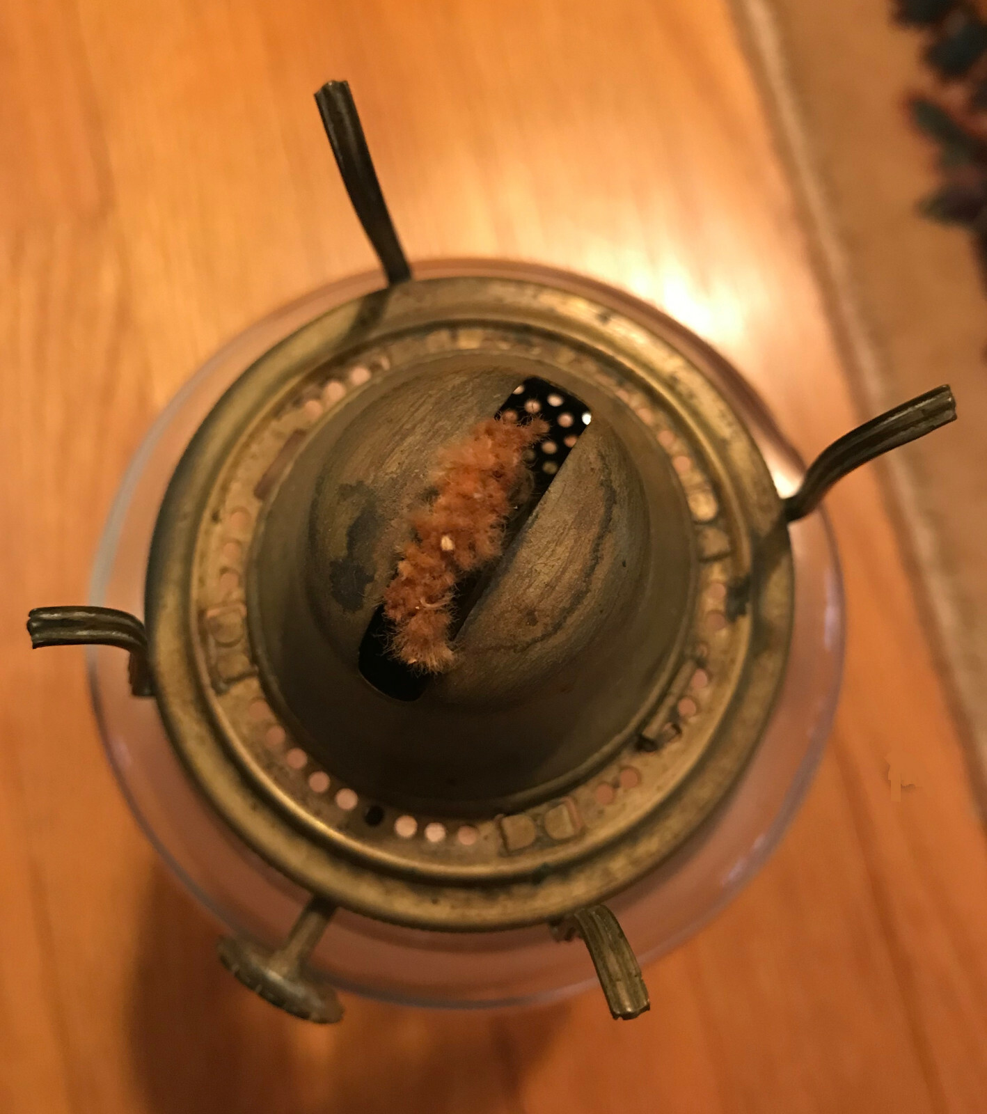 Antique Kerosene - Coal Oil Clear Glass Lamp Base and Burner, 100+ Years Old